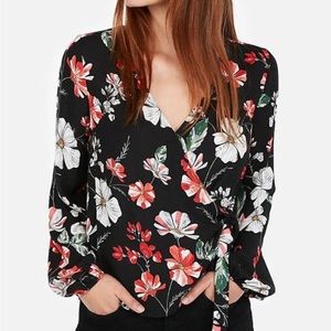 Express Floral Wrap Top